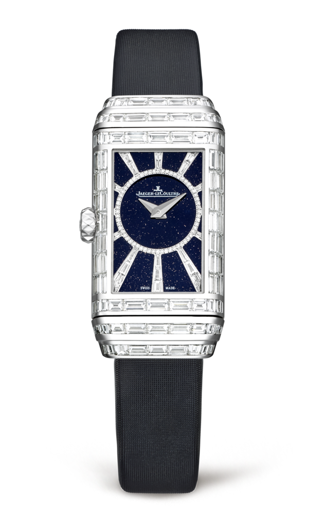 Women’s Jaeger-LeCoultre Reverso One High Jewelry Fake Watches With Black Satin Straps