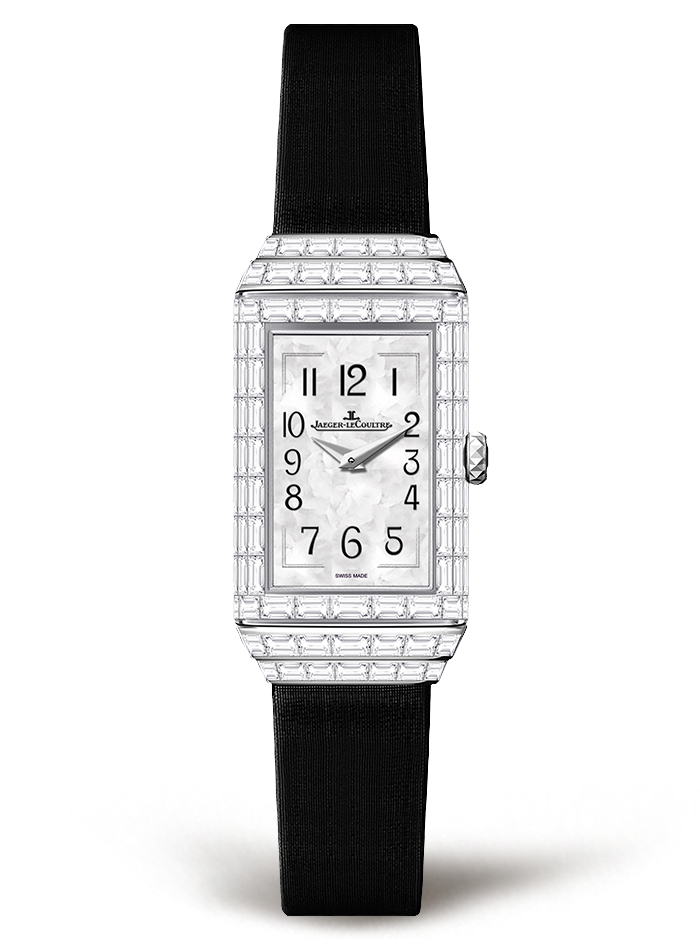 Women’s Jaeger-LeCoultre Reverso One High Jewelry Replica Watches With Black Satin Straps
