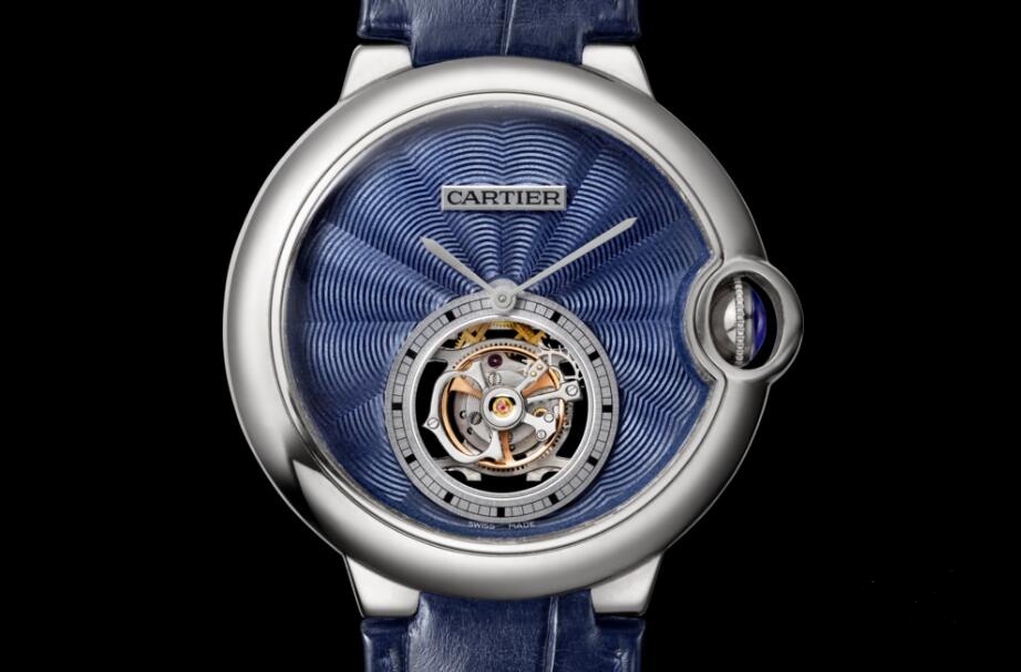 Blue Leather Straps Ballon Bleu De Cartier Flying Tourbillon copy Watches