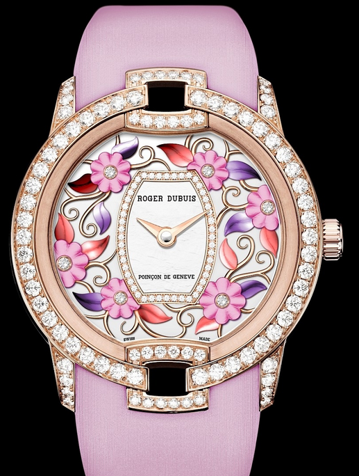 Pretty Ladies’ Pink Gold Bezels Roger Dubuis Blossom Velvet Pink Fake Watches