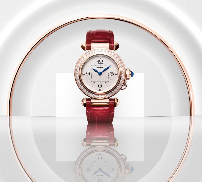 Swiss fake watches better reveal female charm with red colored straps.